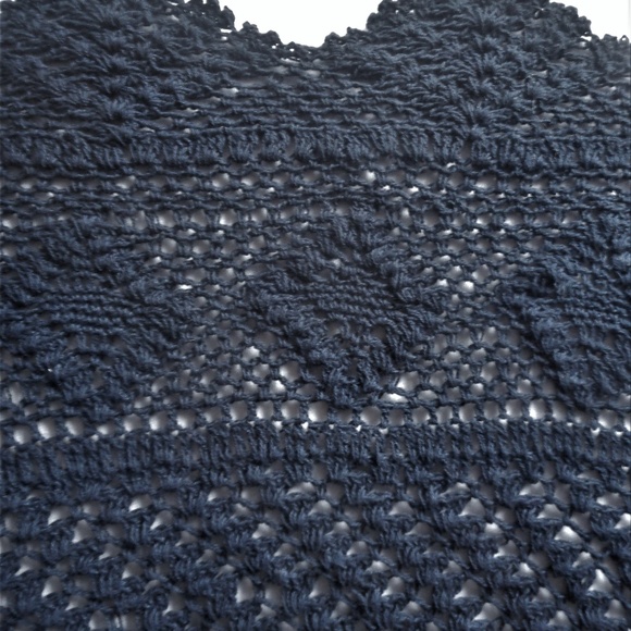 Crochet Lace Cotton Navy Blue Layered Swing Skirt - Picture 2 of 7